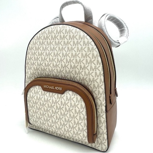 Michael Kors Medium Jaycee Zip Packet Backpack Brown/Light Pink - Picture 1 of 11